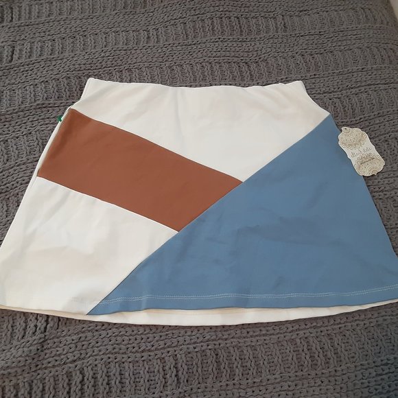 Altar'd State Dresses & Skirts - Altar'd State white blue brown skirt color block Size large